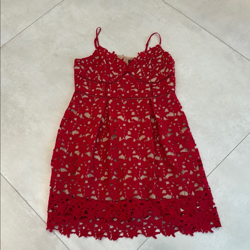 Red Lace Sleeveless Dress